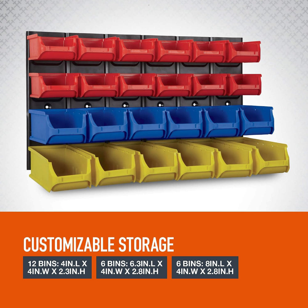Ironton Metal Louvered Panel System with 24 Bins, 80-Lb. Capacity