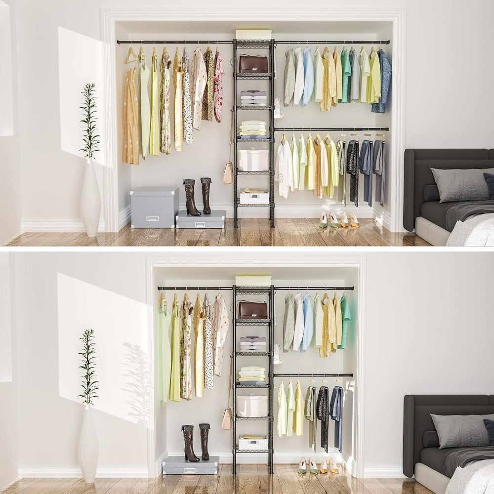 M1 Closet Storage Organizer System, 6 Tiers Heavy Duty Metal Clothing Garment...