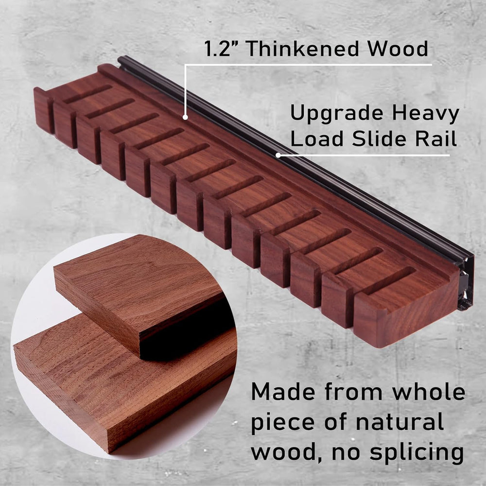 12 Belts Walnut Wood Belt Holder with Slide