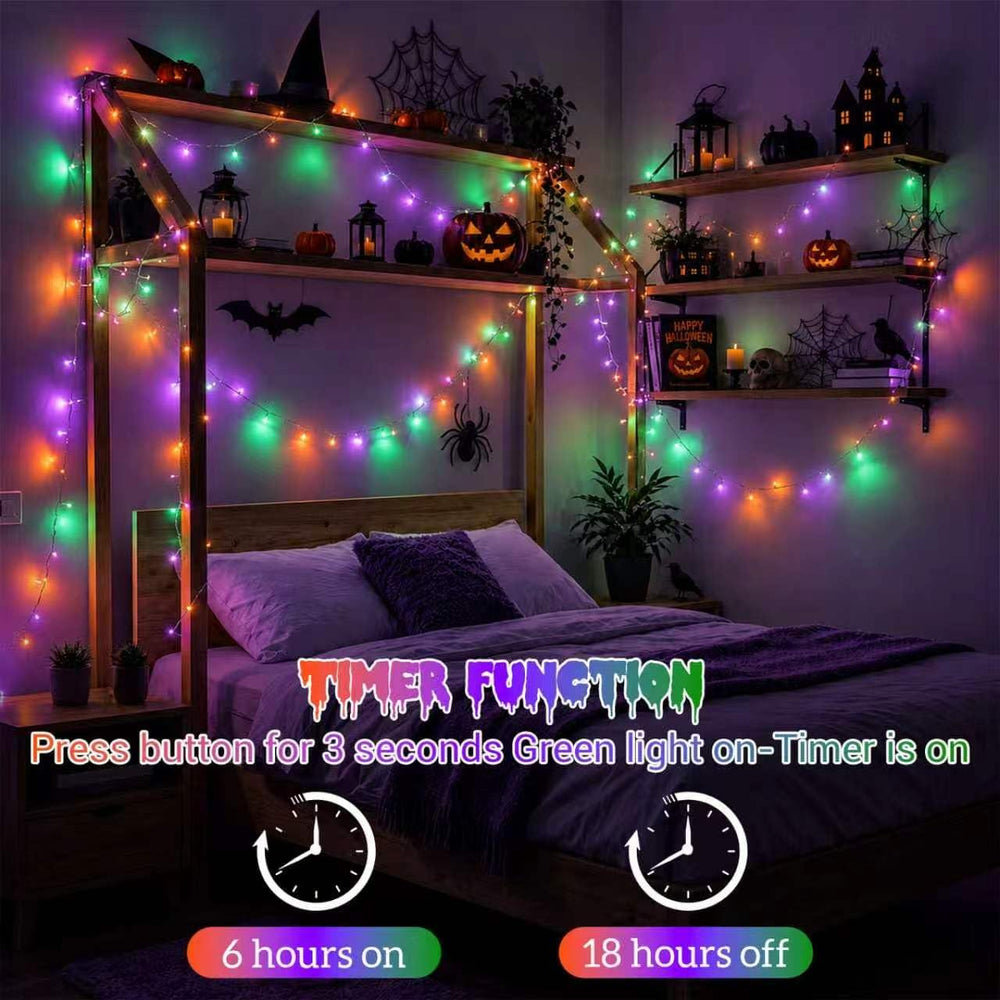 QITONG Halloween String Lights Outdoor, 165ft 500 LED Orange Purple Green led...