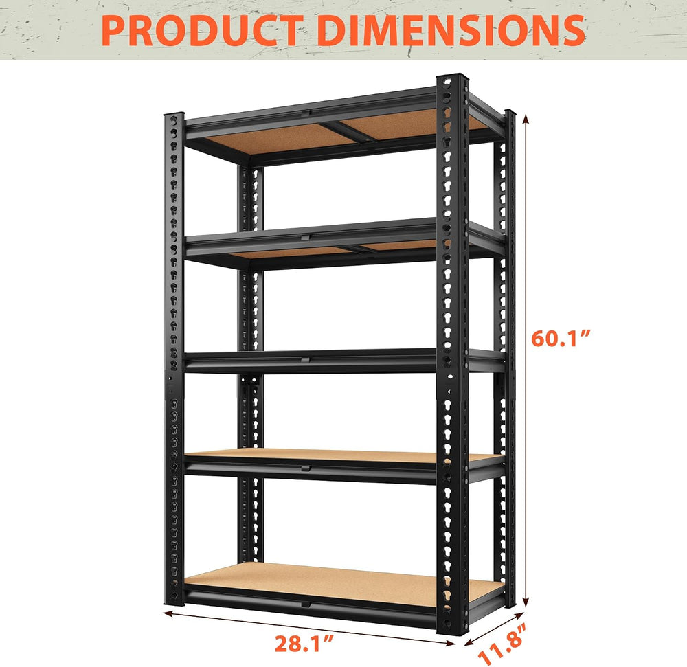 Romorgniz 5 Tier Storage Shelves 2050LBS Garage Shelving, Adjustable Shelving...