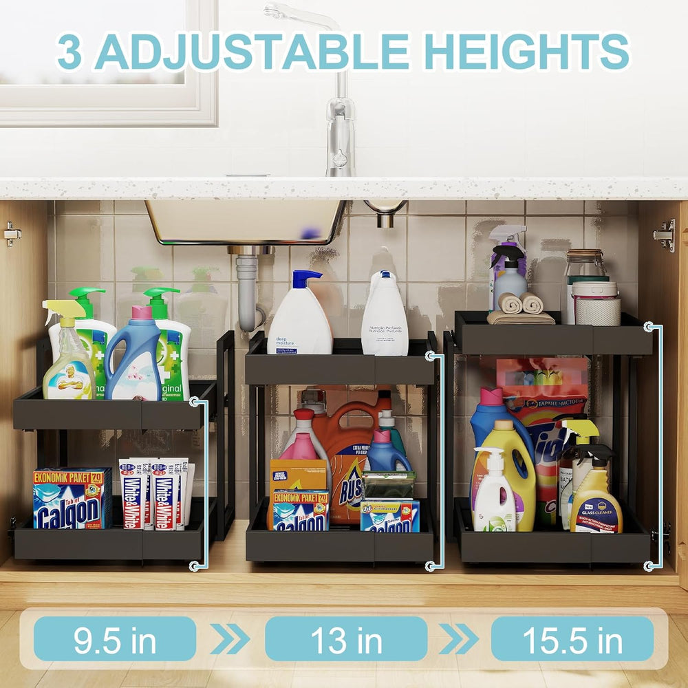 Golener 2-Tier Expandable Pull Out Cabinet Organizer, Cabinet Drawers, 16"D
