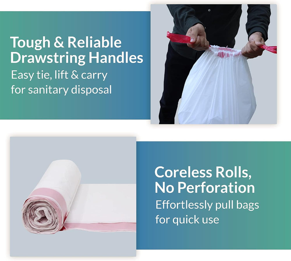 6-10 Gallon Trash Bags Drawstring | 250 Count | 22"x23" | 6, 8, 10 ...