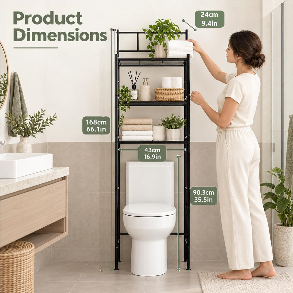 3-Tier Over The Toilet Storage Rack, Black