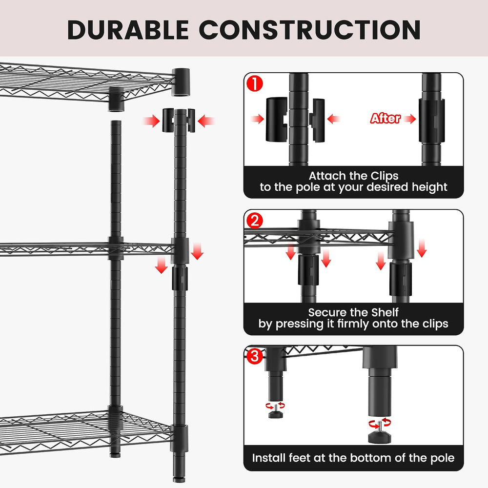 Storage Shelves - 3 Tier Metal Shelving Unit, 14" D × 36" W × 36&qu...