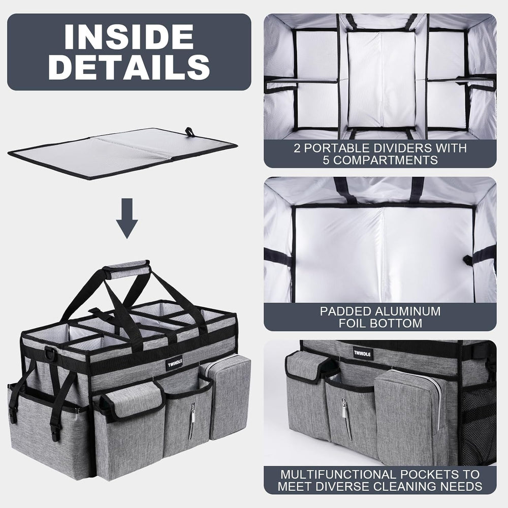 Extra Large Cleaning Caddy Bag with Rigid Support Board, Cleaning Organizer T...