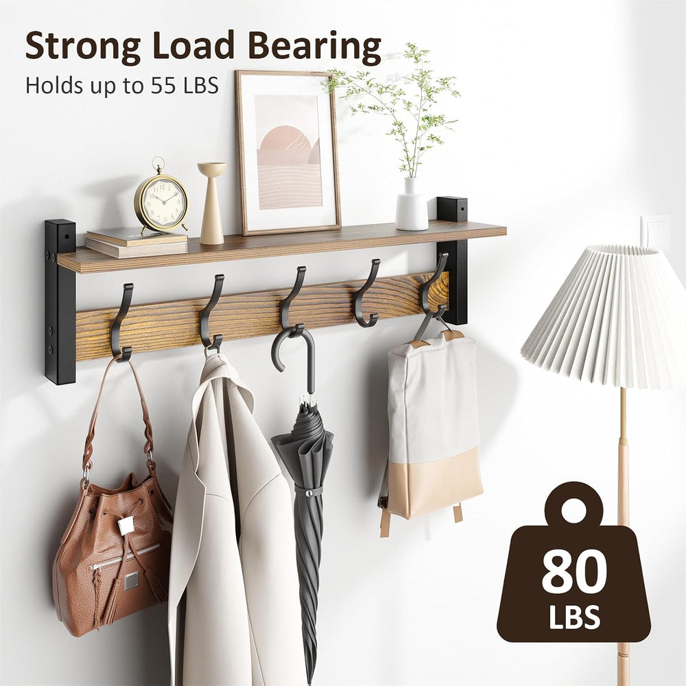 Optish Coat Rack Wall Mount with Shelf, 24 Inch Coat Hanger Walls Mounted, Ha...