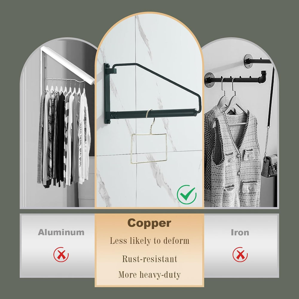 NEWRAIN Folding Clothes Hanger Rack, Wall Mounted Laundry Racks for Drying Cl...