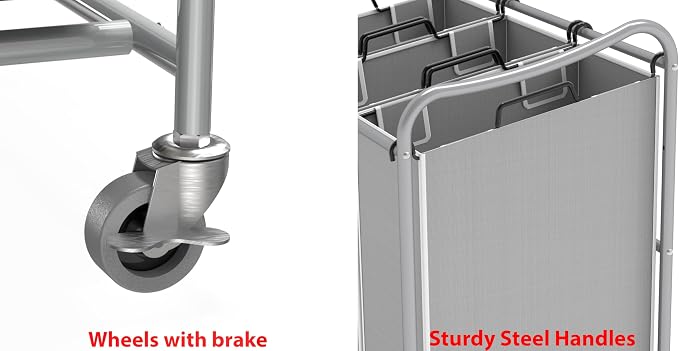 Simple Houseware Heavy-Duty 3-Bag Laundry Sorter Cart