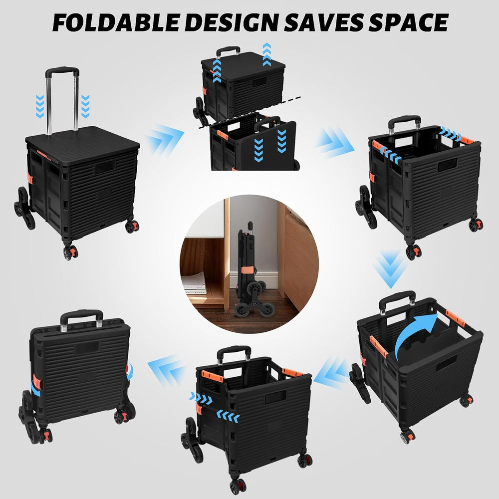 FELICON SELORSS Folding Utility Climber Cart Portable Rolling Crate-Black