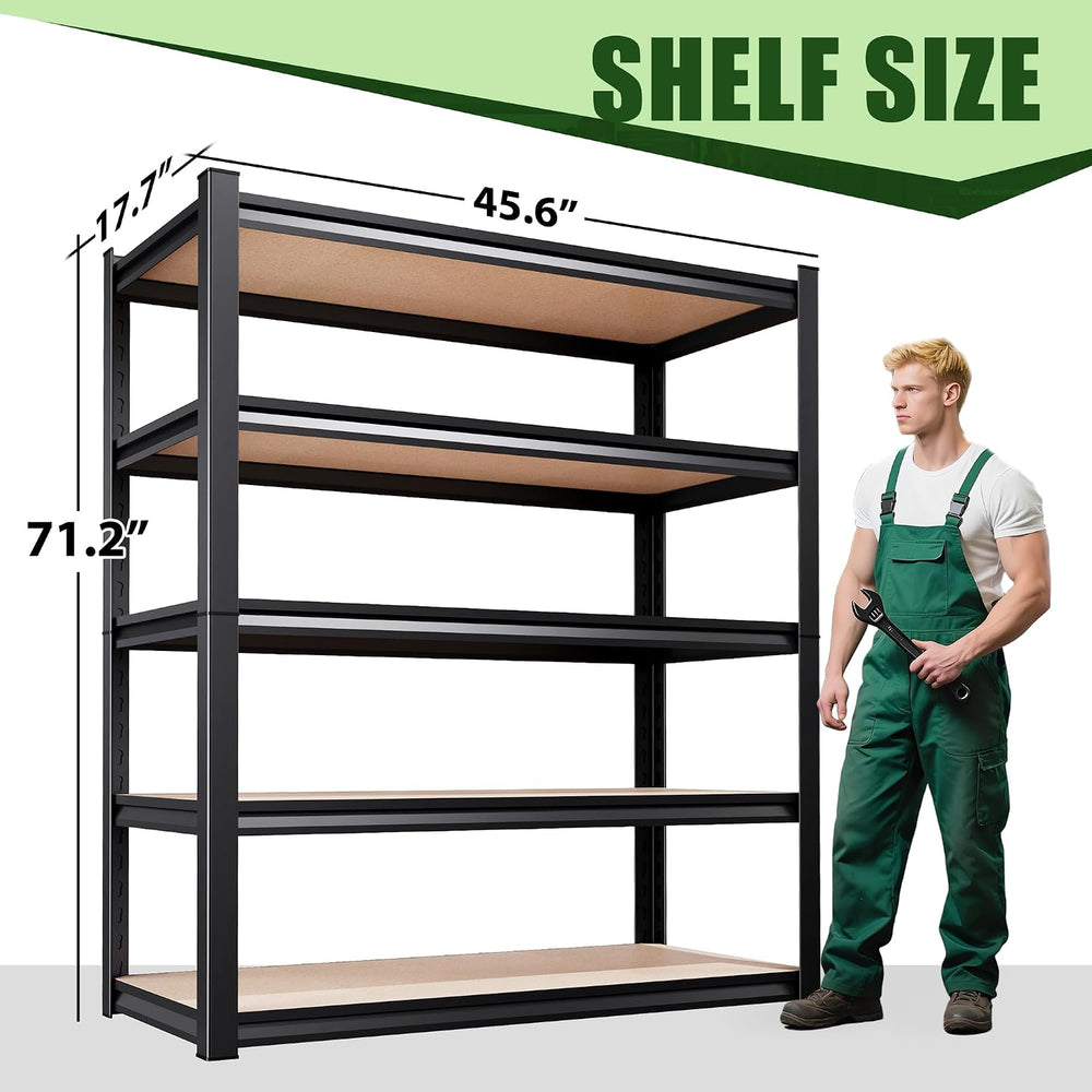 71.2" H Garage Shelving 5T Storage Shelves, Metal Adjustable Shelving Un...