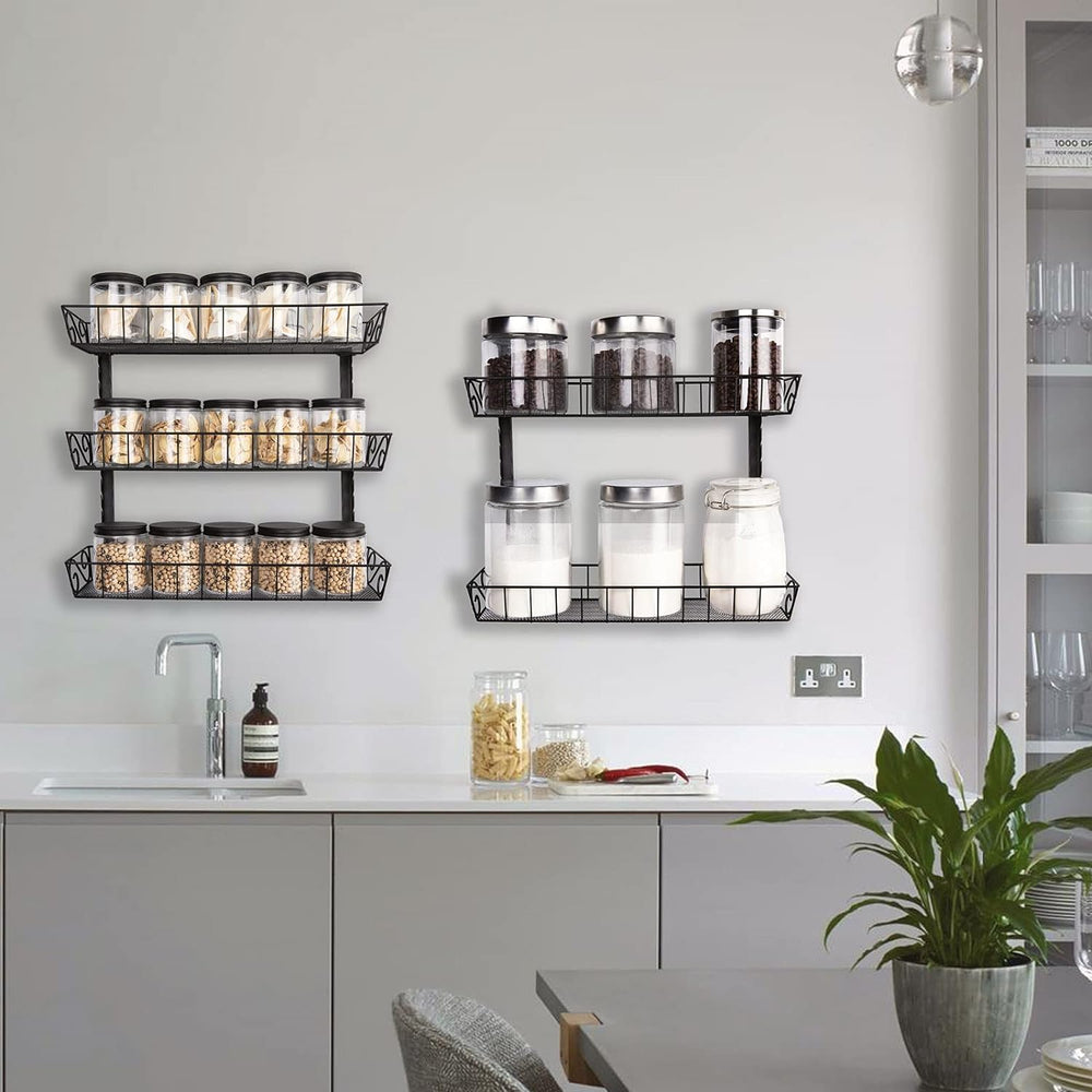 SWOMMOLY Wall Mount Spice Rack Organizer, 12-Tier Adjustable Dual-Use Shelf