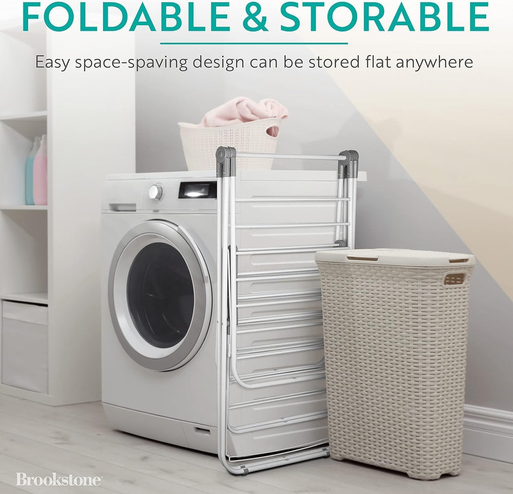 Brookstone 2 Tier Folding Rack - Indoor/Outdoor Collapsible Clothes Dryer Sta...