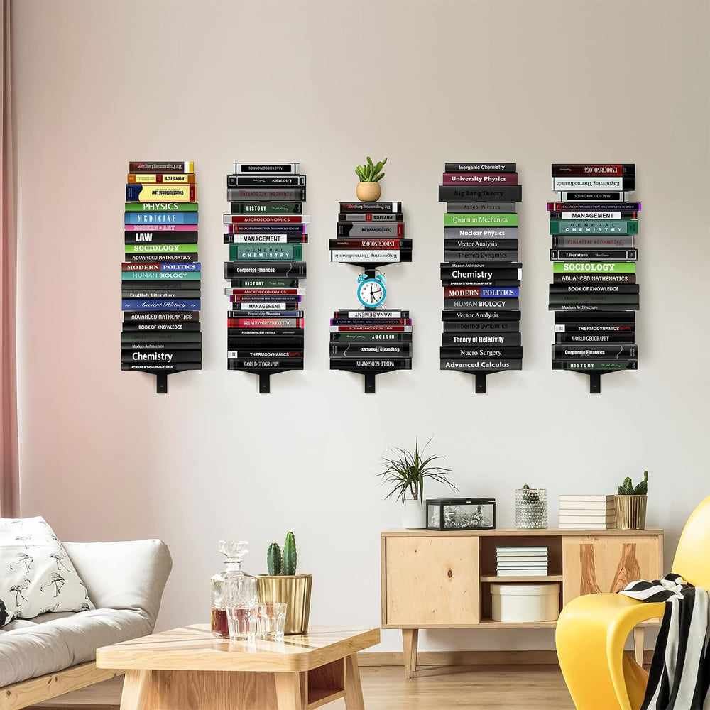 Floating Book Shelves for Wall, 8 Tier Invisible Floating Bookshelf, Vertical...