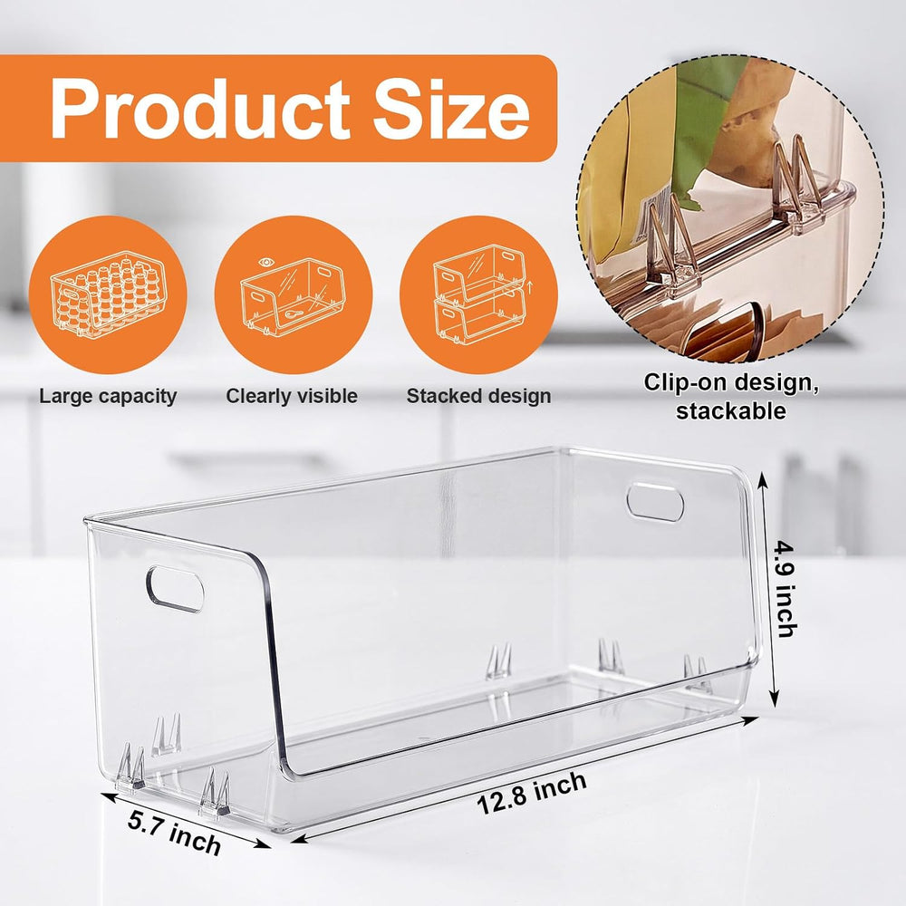3 Pcs Stackable Storage Bins Open Front Clear Pantry Organizer