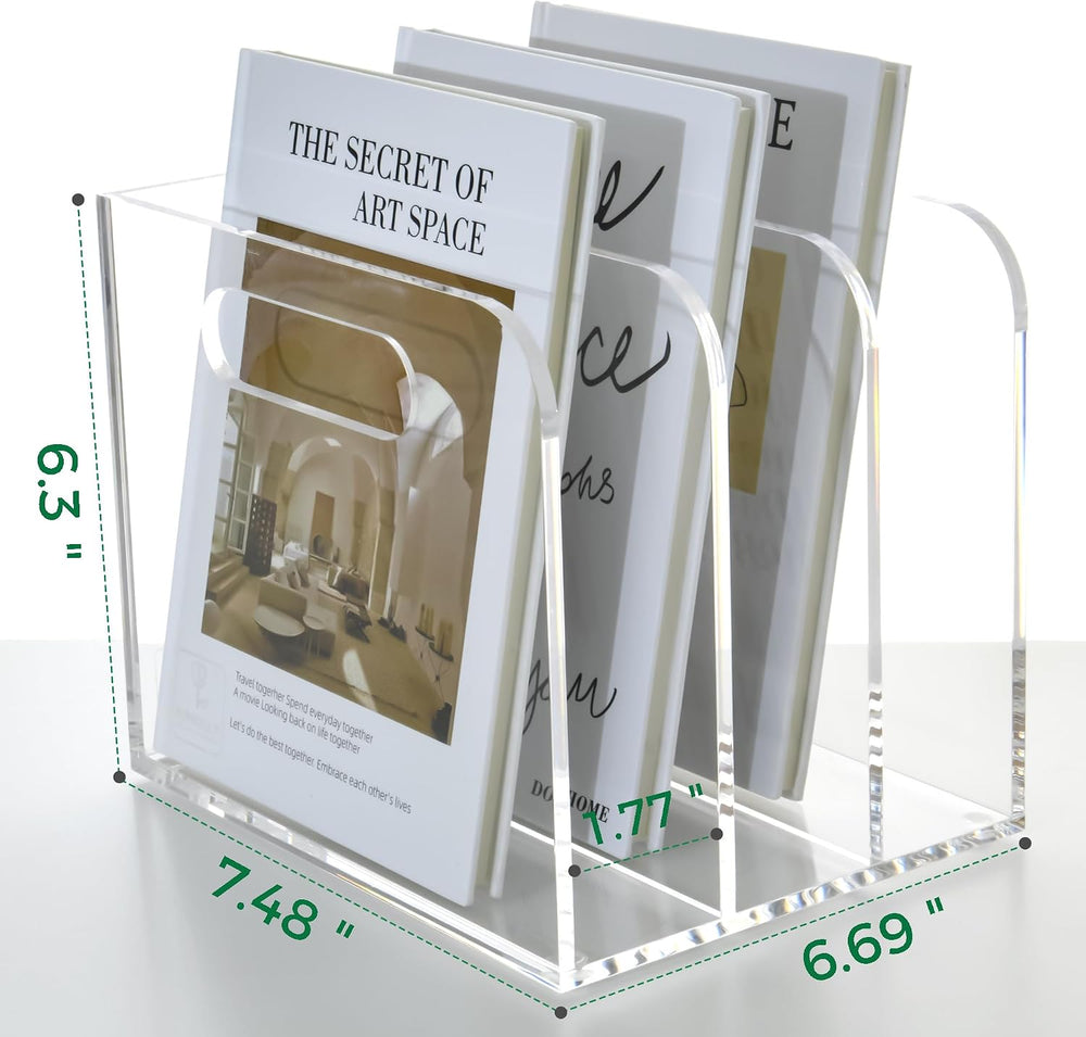 Clear Acrylic Organizers - 3 Vertical Compartments Acrylic Folder Organizer &...