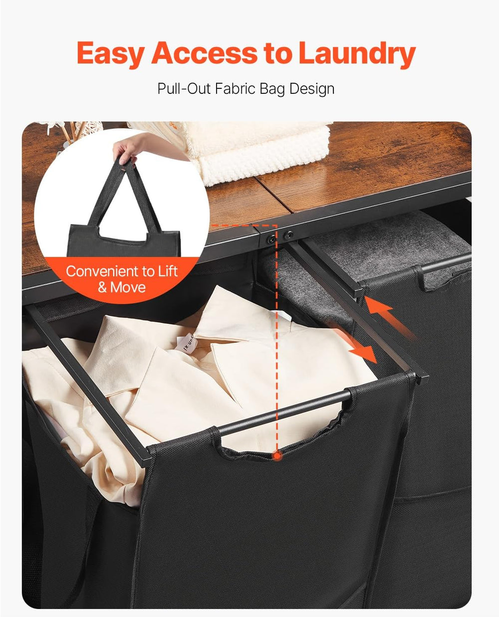 VEVOR 3 Tiers Laundry Sorter with Rack, Tall Laundry Hamper with Shelves and ...