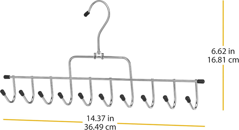 Whitmor Clothes Hanger, 10 Hook Accessory-Hanger, Chrome Metal Tie Hanger for...