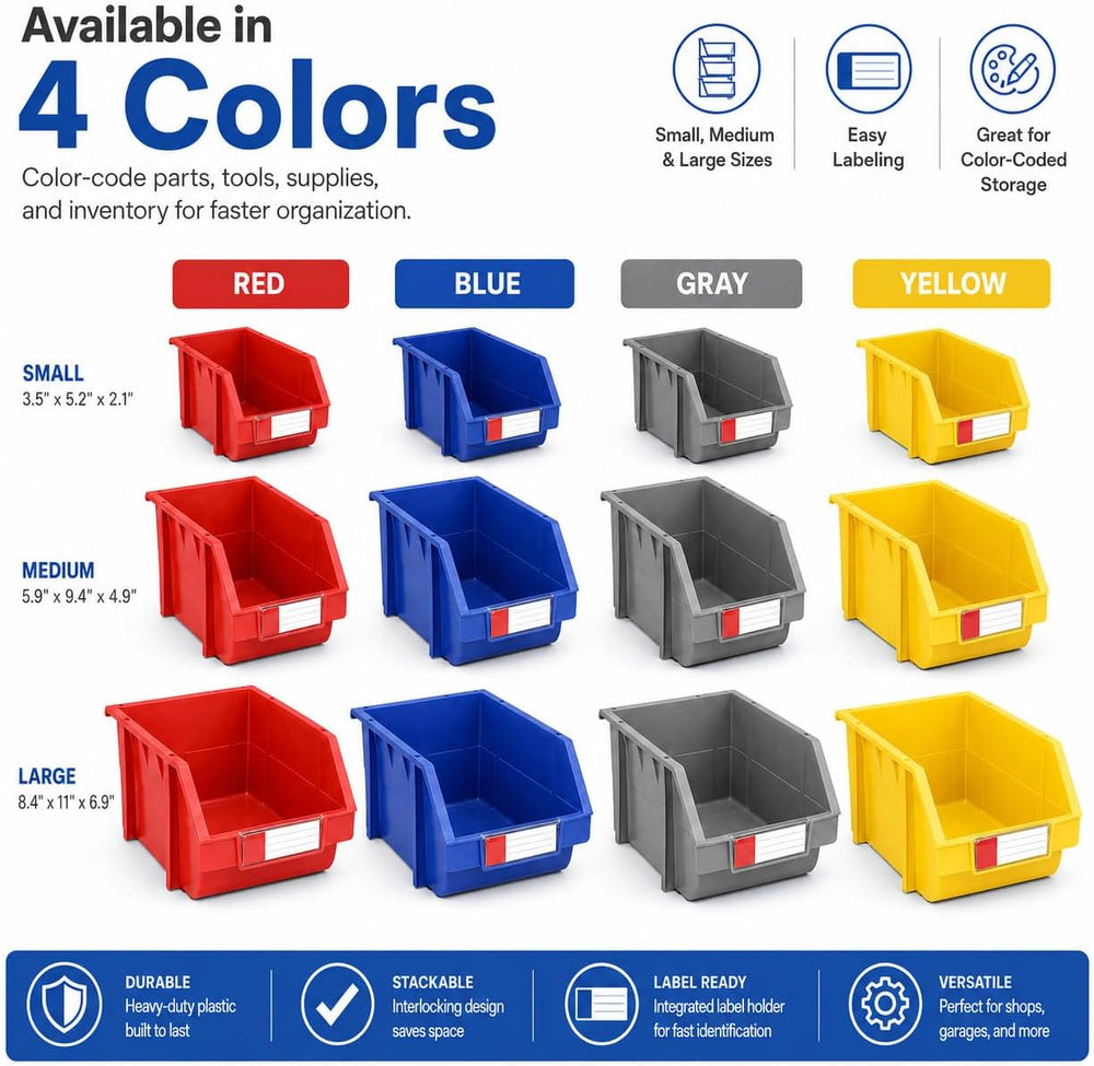 Stackable Storage Bins 2 Pack – 5.9" W x 9.4" D x 4.9" ,Heavy ...