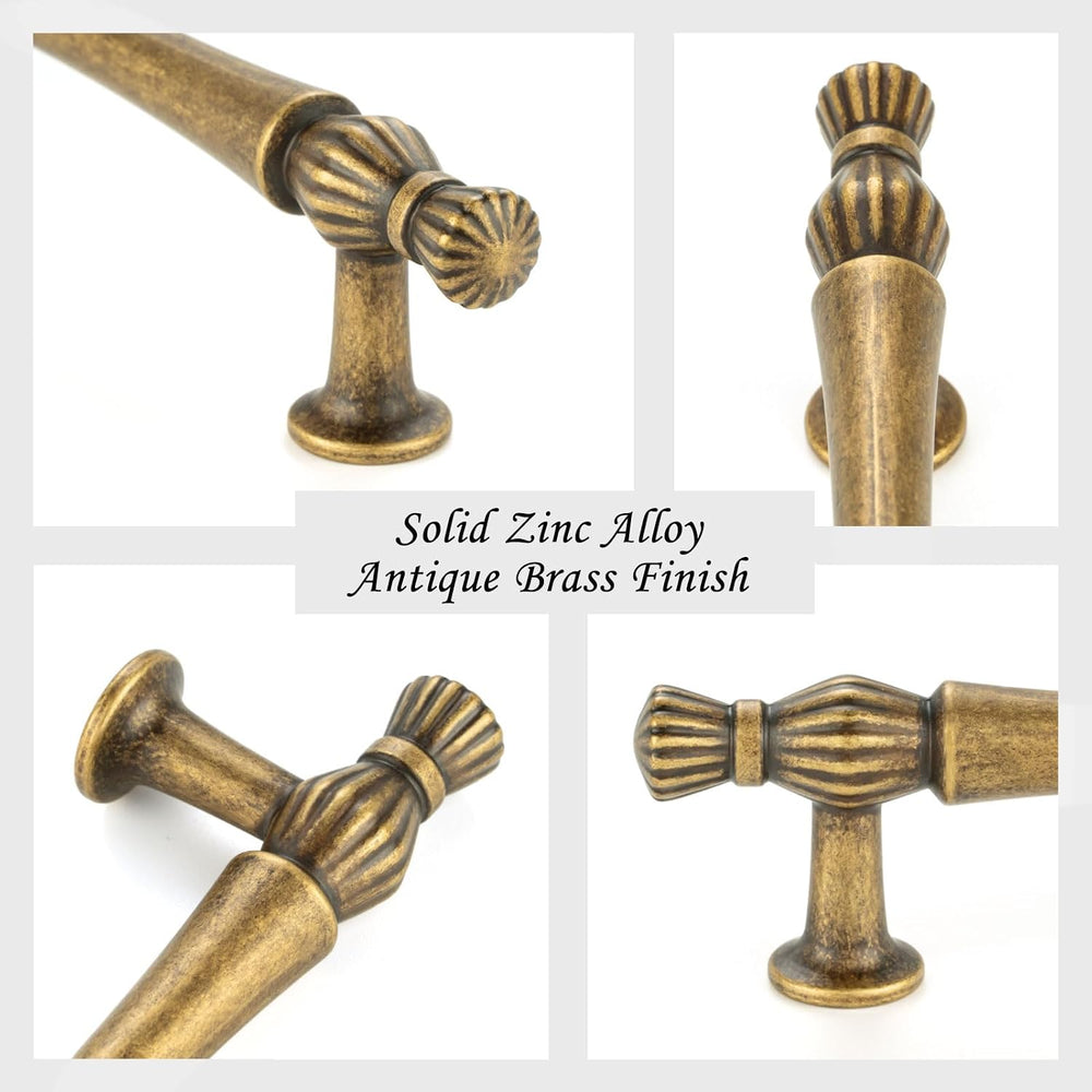 3-3/4 Inch Antique Brass Cabinet Pulls 10 Pack French Style P2408