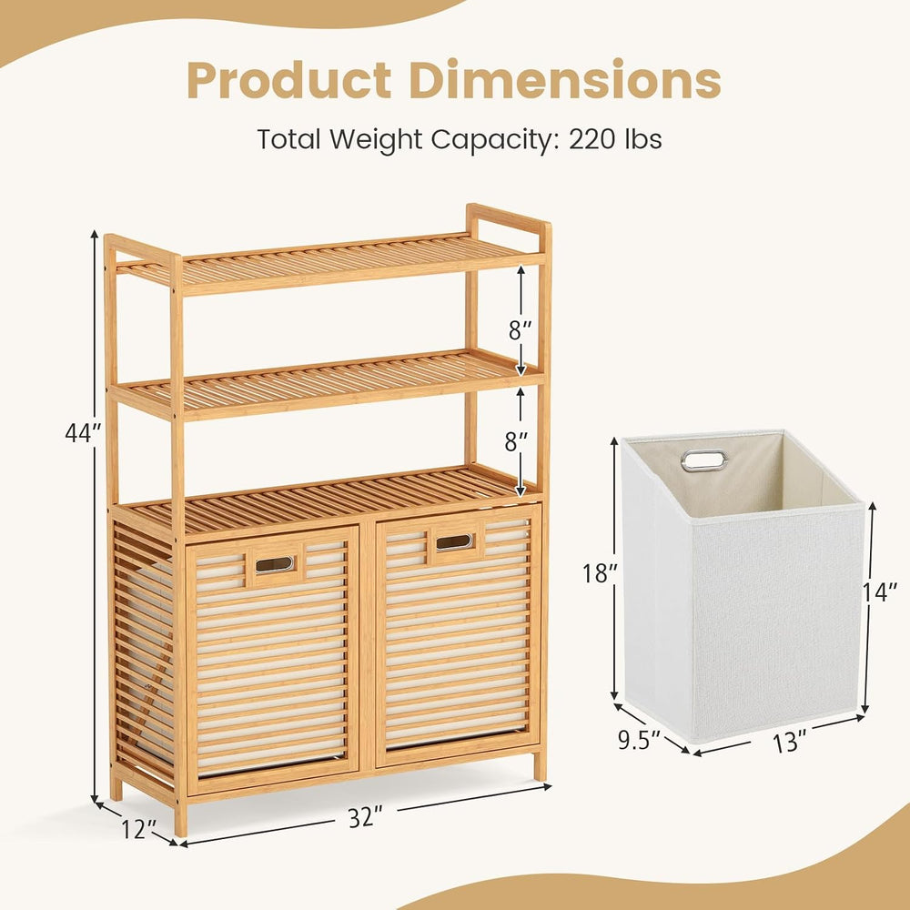 Giantex Double Tilt Out Laundry Hamper with 3-Tier Storage Shelf
