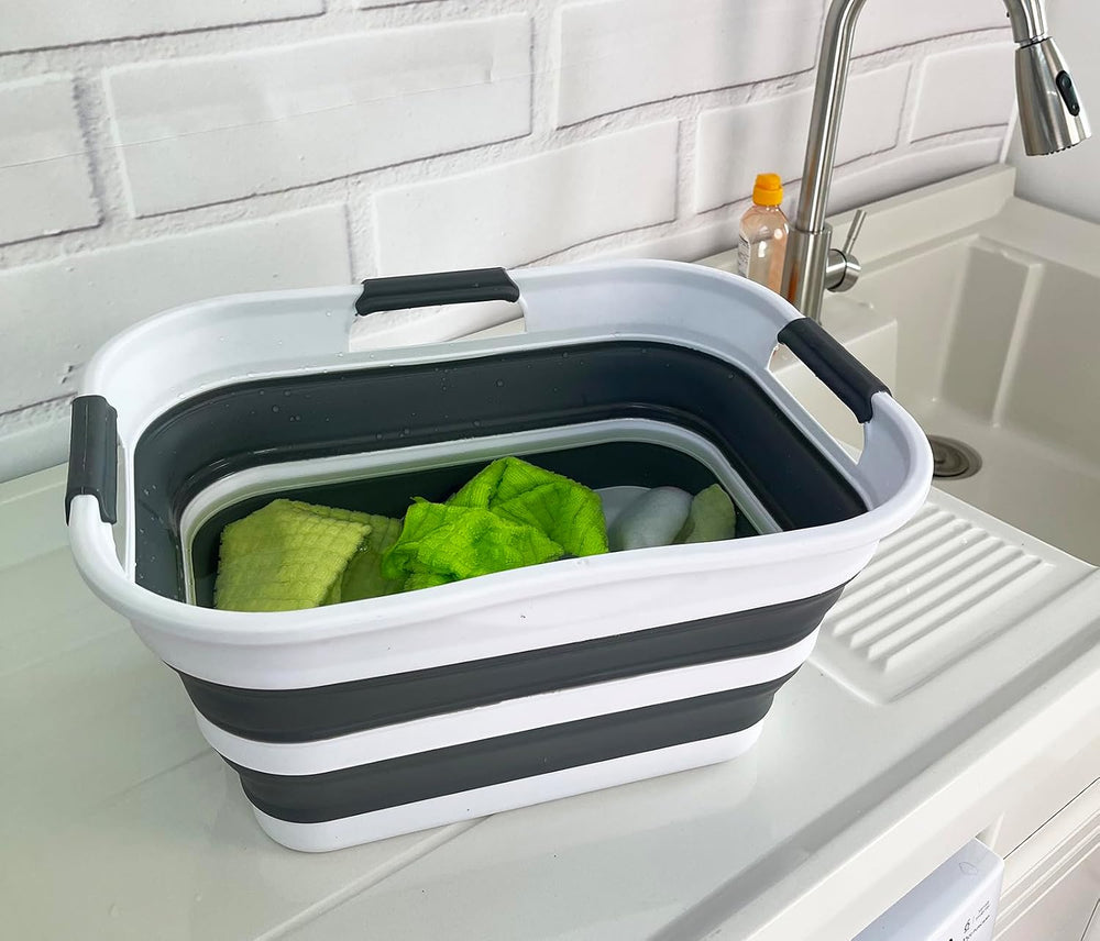SAMMART Set of 2 Collapsible Plastic Laundry Basket/Organizer-Washing Tub-Fol...