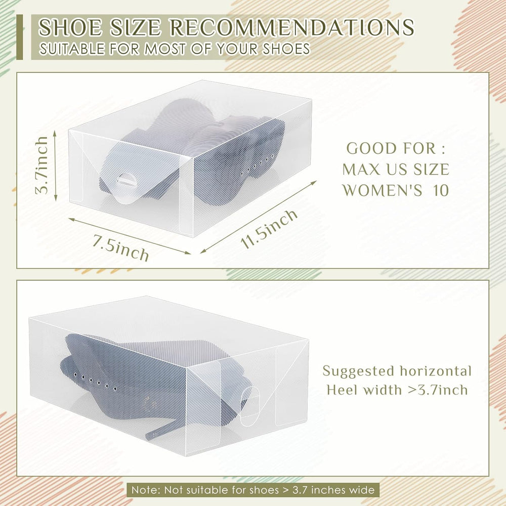 Sintuff 20 Pcs Clear Shoe Boxes Plastic Stackable, 11.8 x 7.5 x 3.7 Inches