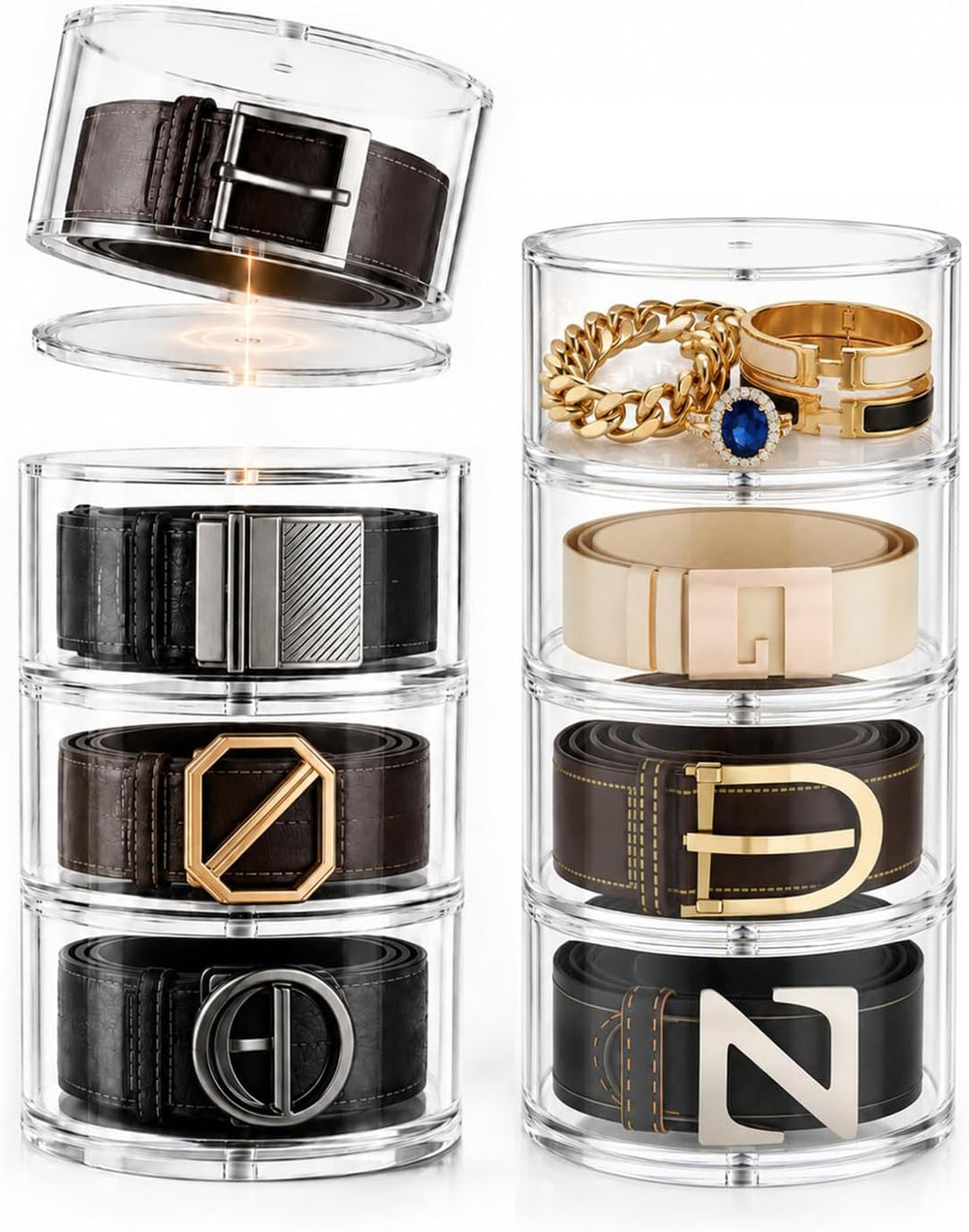 Belt Organizer for Closet, Acrylic Belt Display Storage, Magnetic
