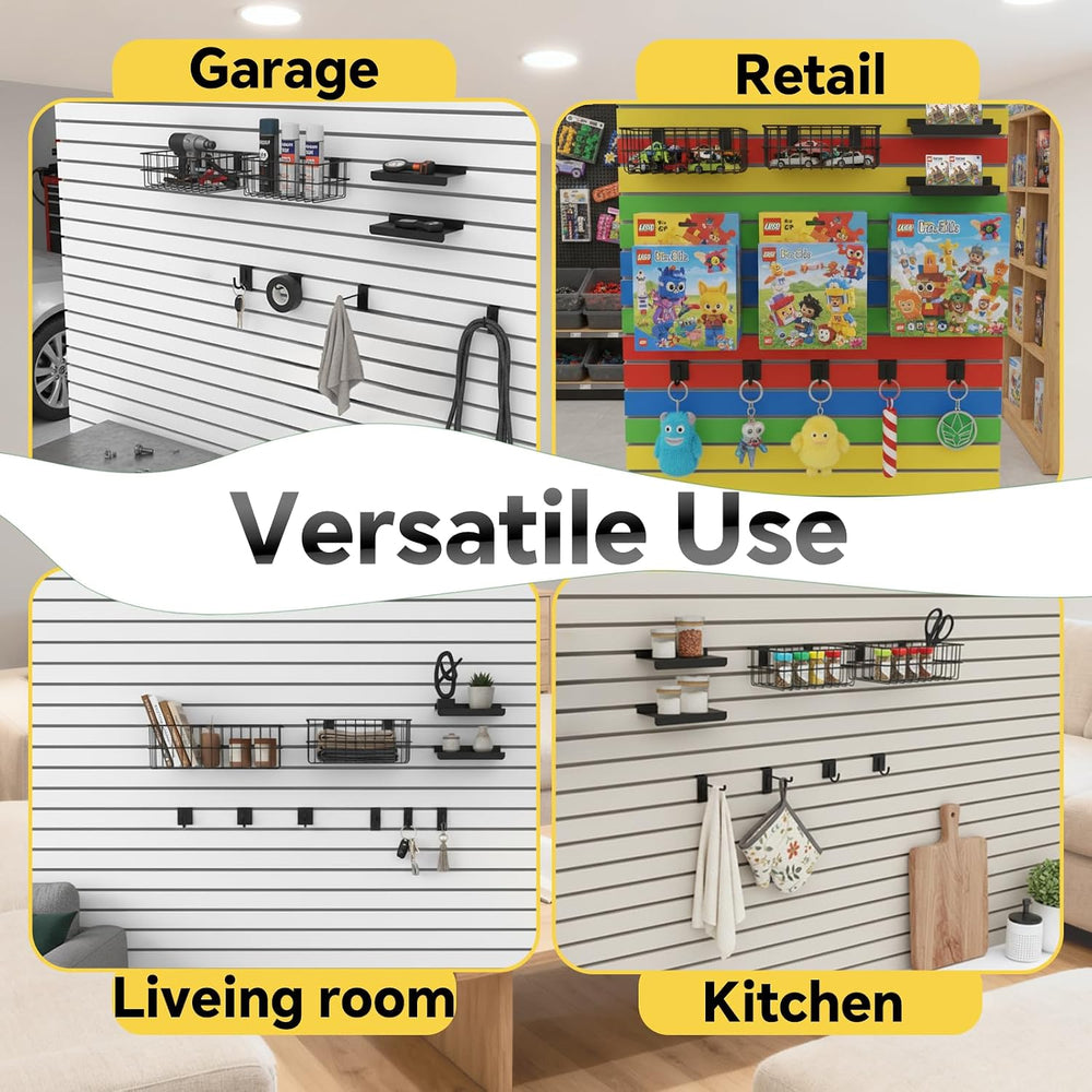 30 PCS Slatwall Accessories Kit, with 4 Pcs Slatwall Baskets, 6 Pcs Slatwall ...