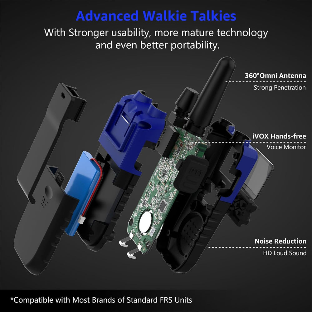 Topsung Walkie Talkies Long Range FRS VOX NOAA 1800mAh ‌Li-Po HD Loud Sound (...