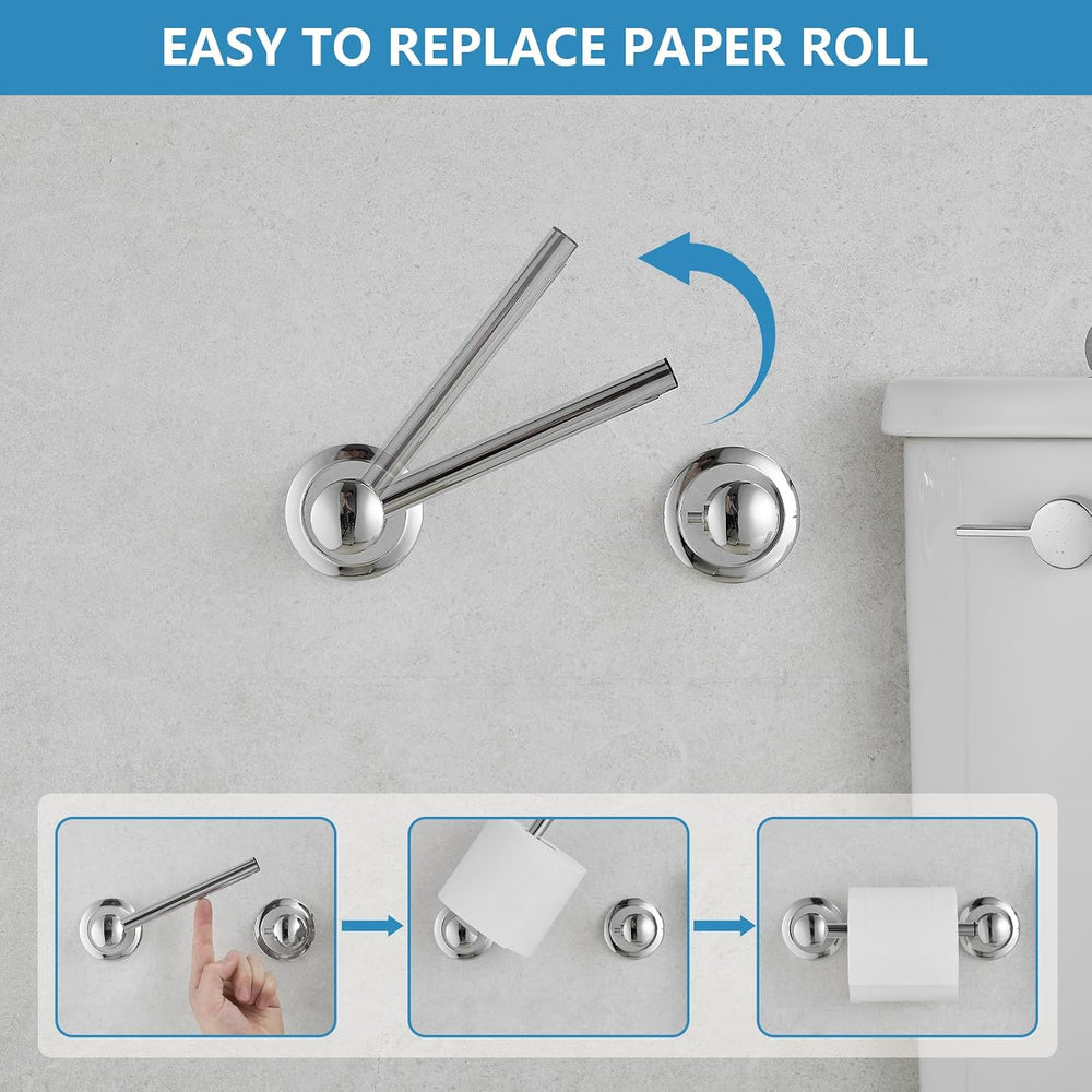 Pivoting Toilet Paper Holder and Hand Towel Ring, Polished Chrome
