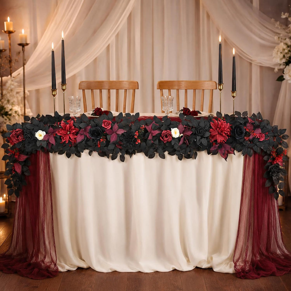 Waipfaru 2Pcs Halloween Garland, Artificial Rose Flower Garland for Mantle