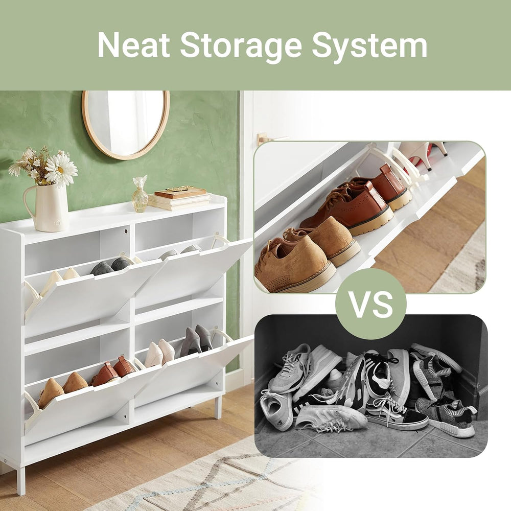 Haotian Ultra Thin Shoe Cabinet with 4 Flip-Drawers