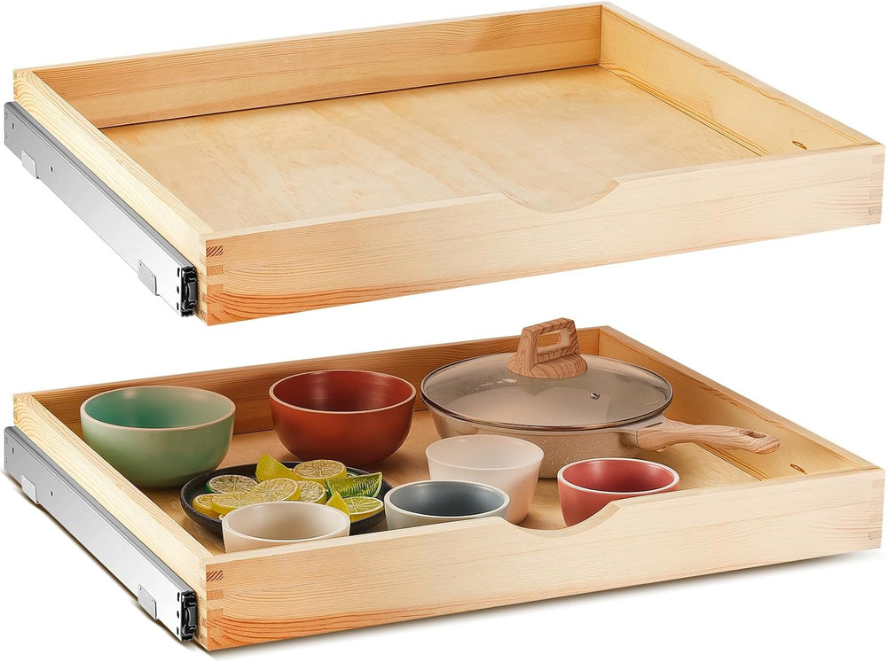 Menkxi 2 Set Wood Pull out Cabinet Organizer, Wood Color, 27'' X 21&#...