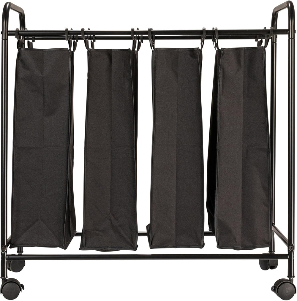 Household Essentials Rolling Laundry Sorter, 4 Bag Laundry Sorter Cart with W...