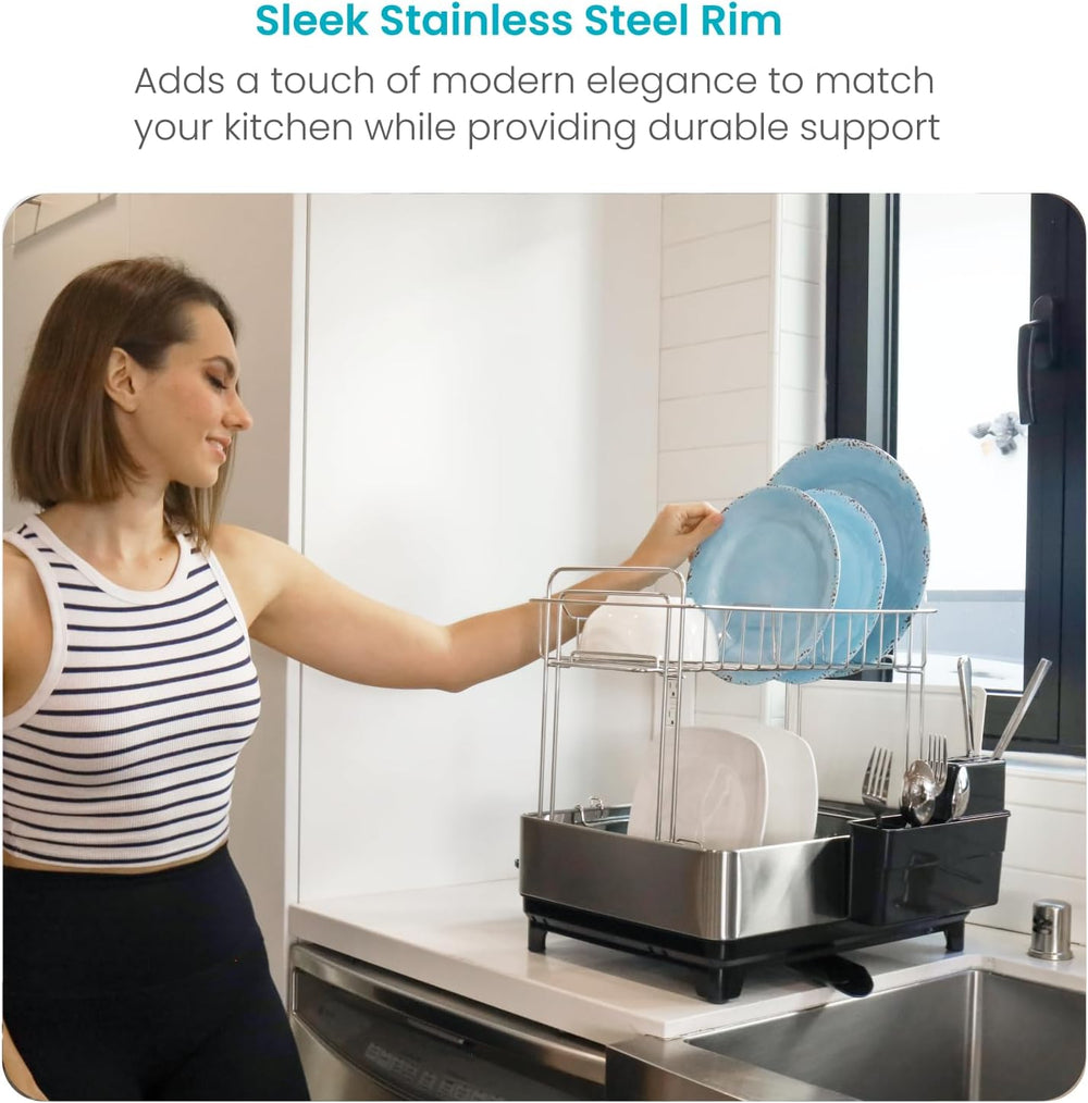 Home Zone Living Dish Drying Rack for Kitchen Counter with 2-Tiers