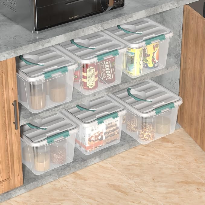 Zopnny 14 Quart Plastic Lidded Storage Bin (6-Pack)