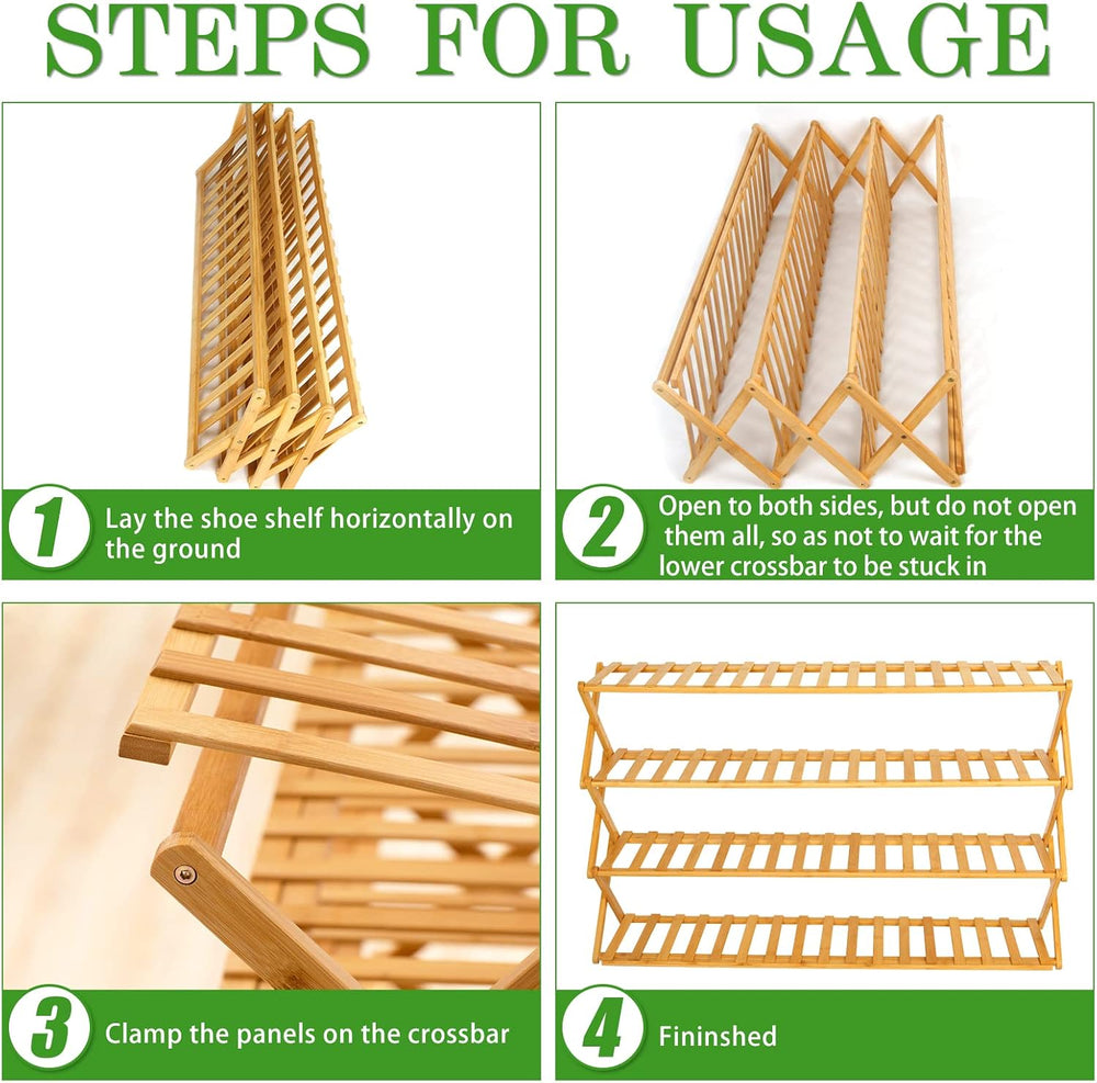 Choclaif Free Standing Shoe Racks for Closet, Shoe Shelf Bamboo Shoe Rack for...
