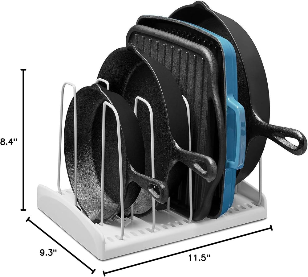 YouCopia StoreMore Cookware Rack with Tall Steel Wires, Adjustable Pan and Li...