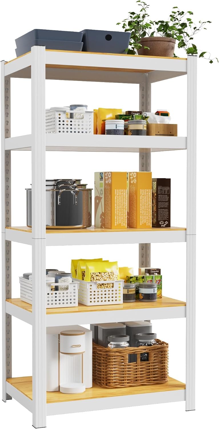 5 Tier Storage Shelves White Metal Garage Shelving 24"W x 16"D x 60...