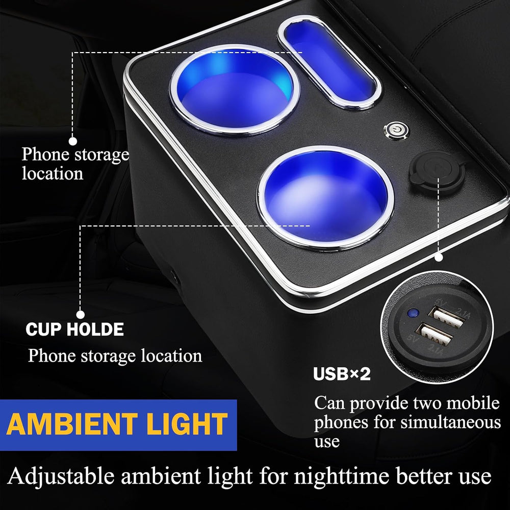 Upgrade Center Console Organizer for Car & Van & Truck with Cup Holder