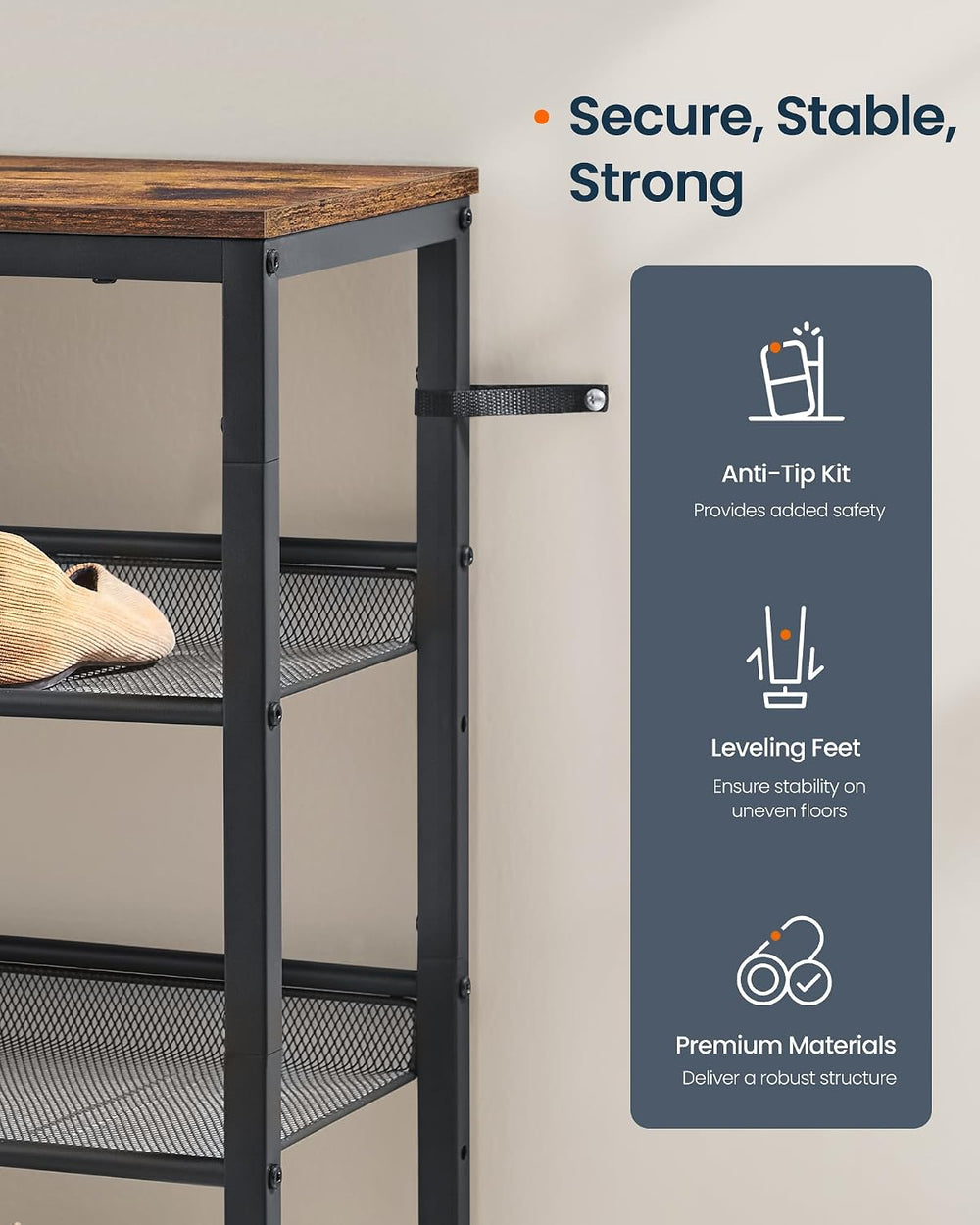 SONGMICS HOME 6 Tier Shoe Storage Organizer, Freestanding Shoe Rack, Dense Me...