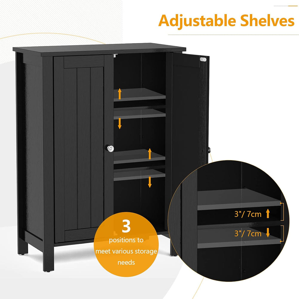 Tangkula Bathroom Floor Cabinet, with Double Door & Adjustable Shelf, 3 T...