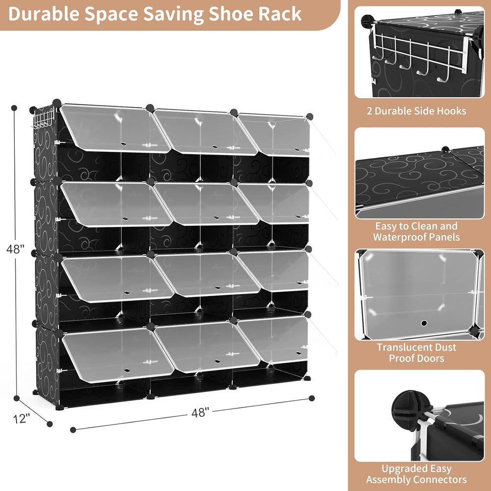 ROJASOP Portable 8-Tier Shoe Cabinet - 48-Pair Shoe Organizer with Expandable...