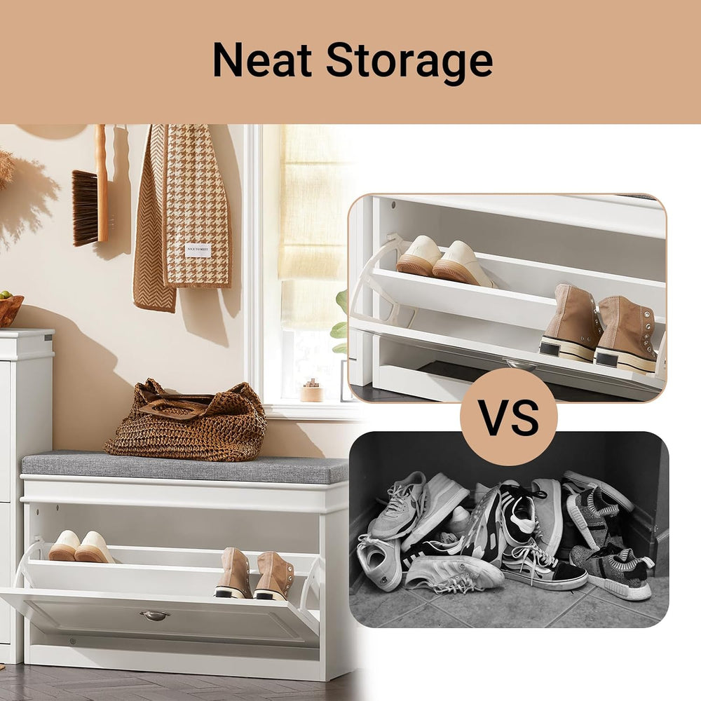 SoBuy Small Shoe Storage Bench, Narrow Shoe Cabinet for Entryway, Shoe Rack w...