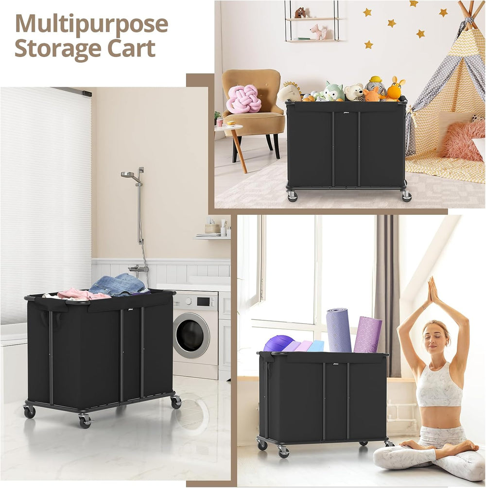 Laundry Hamper with Wheels, 230L, Black, 31.5"Lx15.75W"x30.7"H