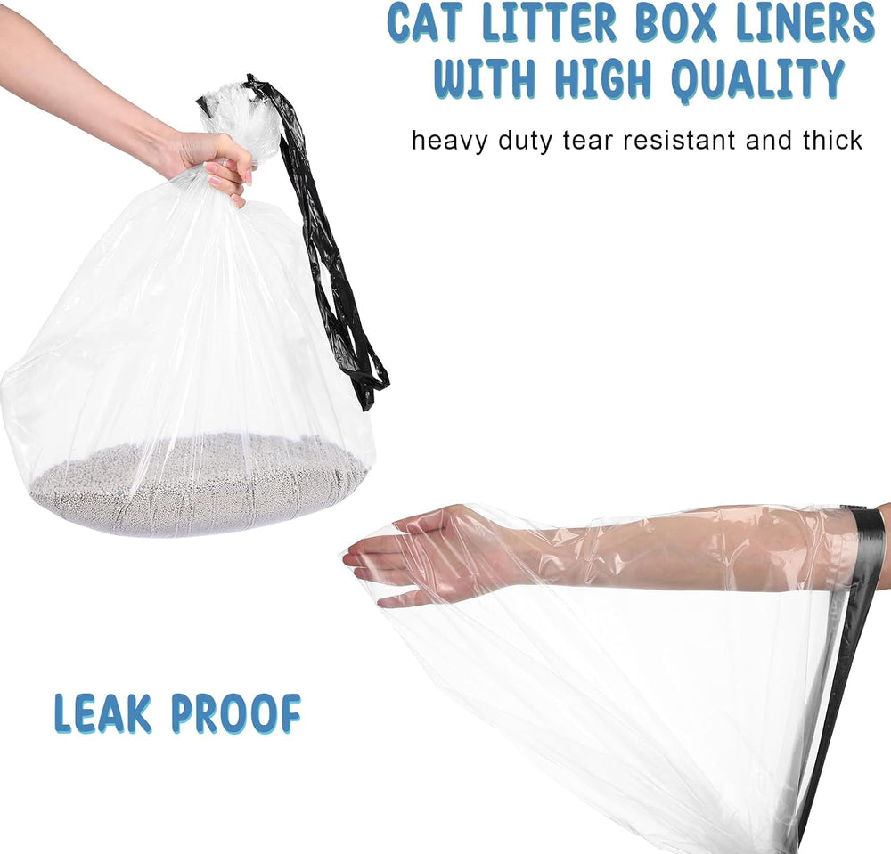 Tinlade 50 Count Jumbo Cat Litter Box Liners,39 x 22 Inch,Clear, Black
