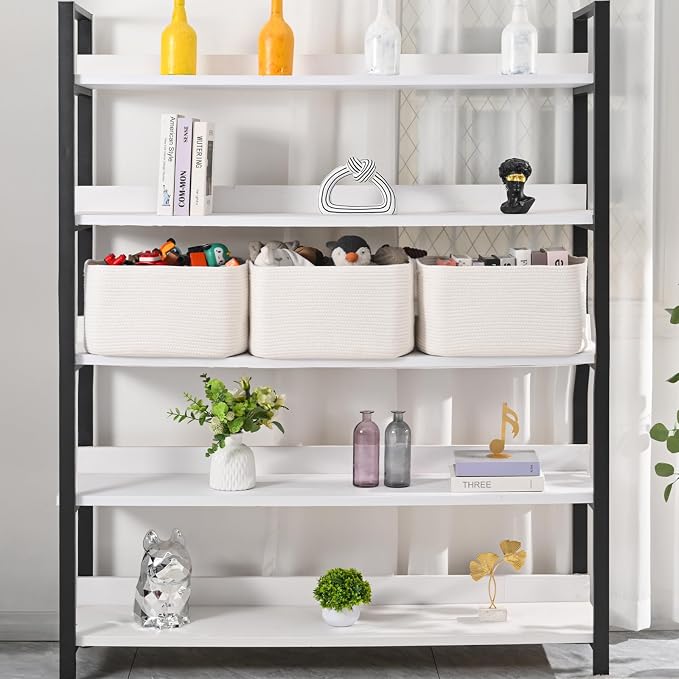 Large Storage Baskets for Organizing Shelves, Woven Cotton Rope Bins for Baby...