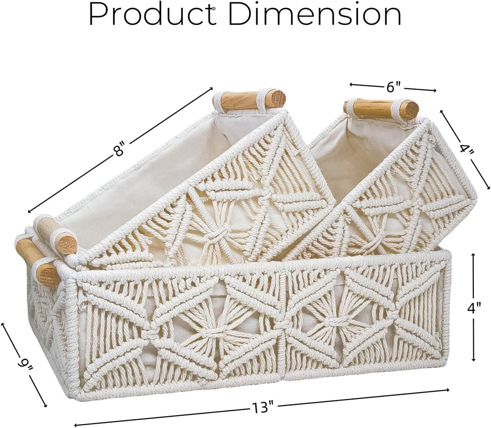 Boho Macrame Storage Baskets Decorative Boxes for Bathroom Decor Organizer