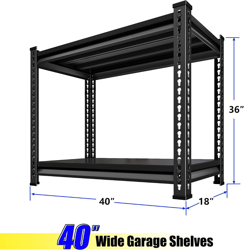 40" W Garage Shelving Heavy Duty, 900 Lbs Loads Garage Storage Shelves H...